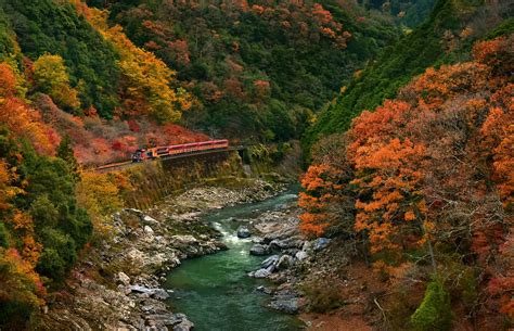 Train Traveling Through Autumn Mountains Hd Wallpaper