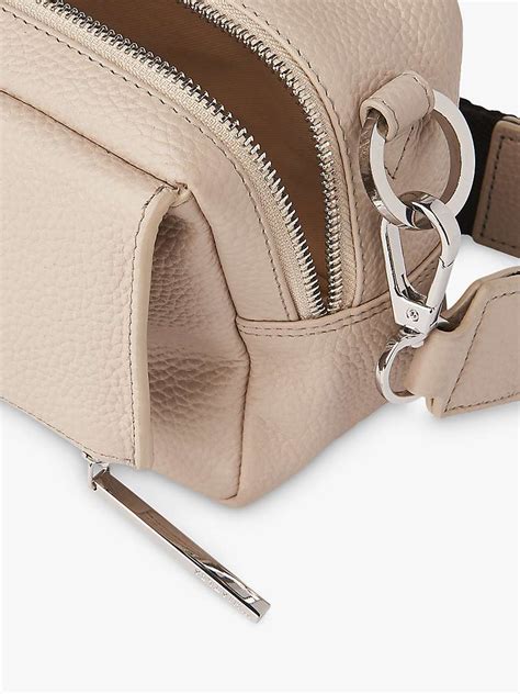 Whistles Bibi Leather Cross Body Bag Soft Taupe At John Lewis And Partners