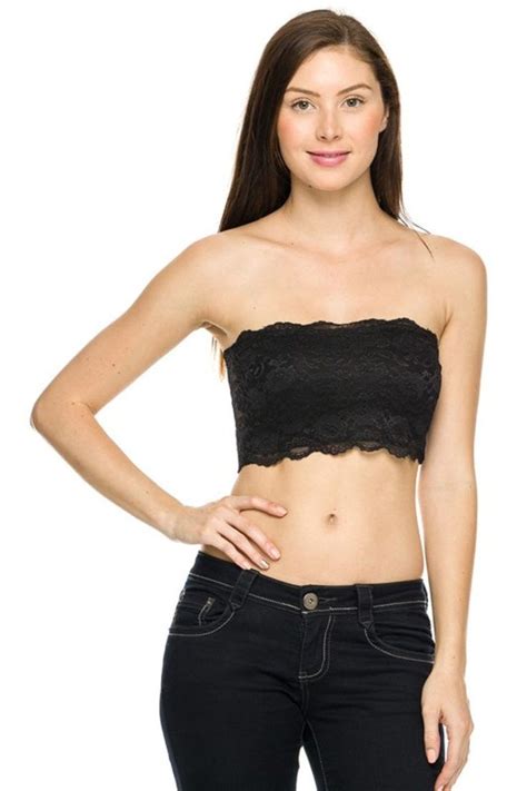 Luv Womens Strapless Lace Bandeau Bra Top Black S Read More At The