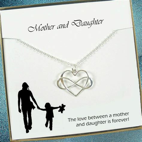 mother daughter necklace t infinity heart necklace sterling silver mom necklace t