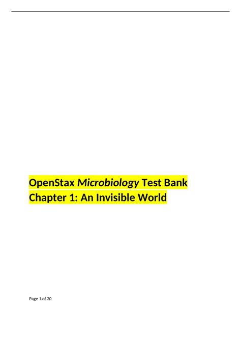 Openstax Microbiology Test Bank Chapter 01 An Invisible World Biol