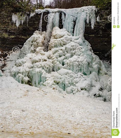 A Vertical View Of The Frozen Cascade Falls 2 Stock Photo Image Of