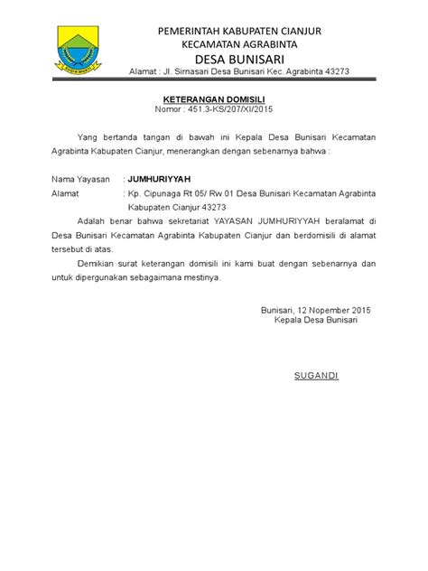 Hal ini bertujuan sebagai sebagai surat untuk bukti bahwa barang. 19+ contoh surat keterangan domisili yayasan dari desa ...