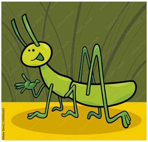 Cartoon Illustration Of Funny Grasshopper Stock Vector Adobe Stock