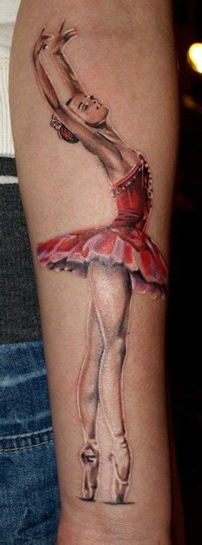 Leg Tattoo Ballet Dancer In Red Dress