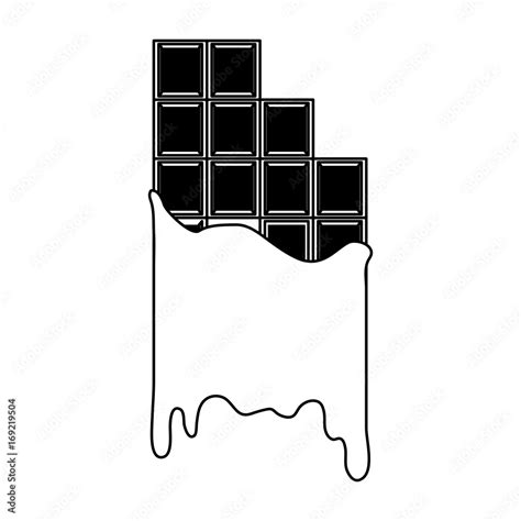 Melting Chocolate Bar Icon Image Vector Illustration Design Black And