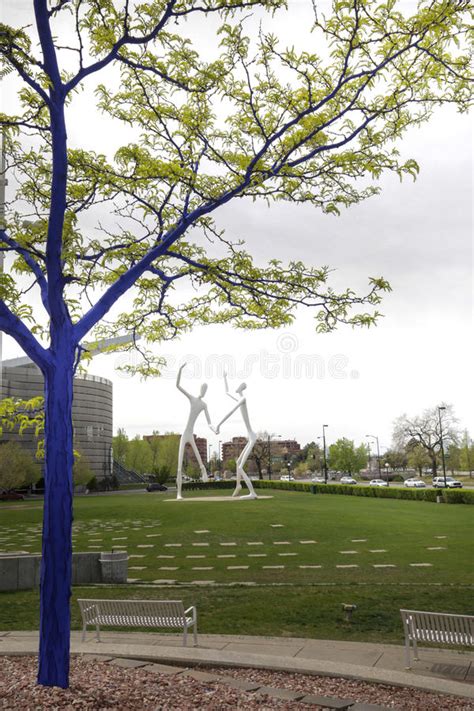 Blue Trees In Downtown Denver Editorial Photo Image Of Global