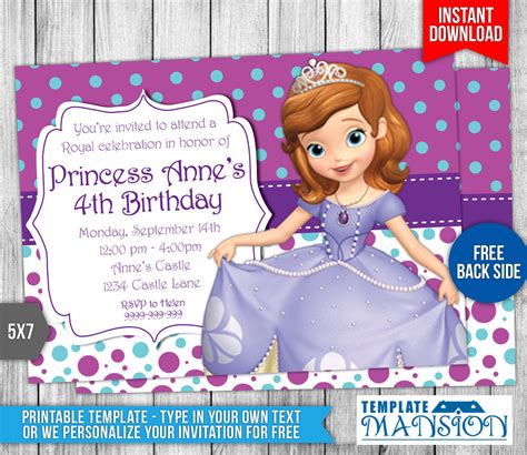 Get $5 designer coupon packs. Sofia the First Birthday Invitation #4 by templatemansion on DeviantArt