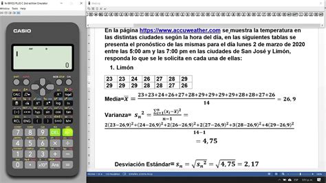 Media Varianza Y Desviaci N Est Ndar Con Calculadora Cient Fica Casio Fx Es Plus Y Fx