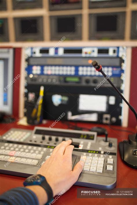 Professional Tv Studio Equipment — Desk Panel Stock Photo 121430072