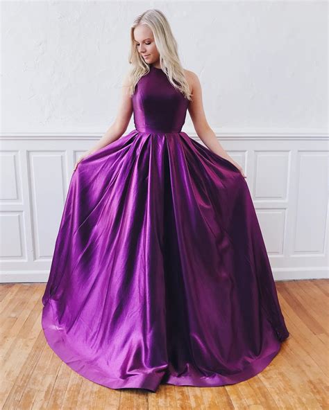 Modest A Line Purple Long Prom Dress With Pockets Wendyhouse Online
