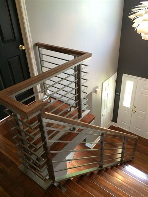 Wood handrail with iron balusters part 2. Wood handrail combination - Custom iRon works