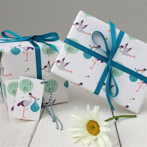 Wrapping paper baby shower gift wrapping ideas. new baby boy gift wrap by the little blue owl ...
