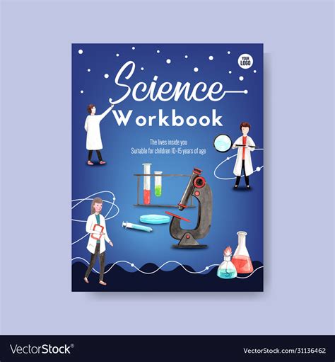 Science Cover Book Design With Laboratory Vector Image