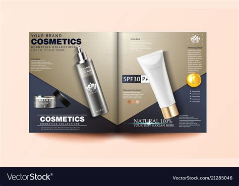 Cosmetic Magazine Template Cosmetic Brochure Vector Image