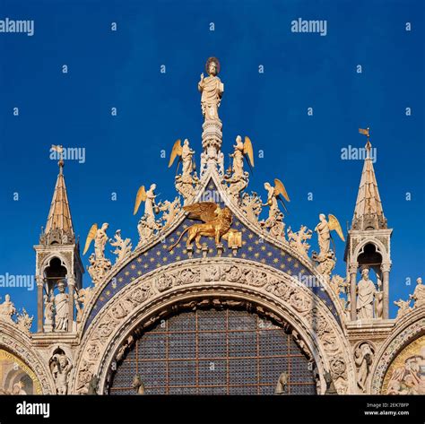 Facade Detail Of St Marks Basilica Or Basilica Di San Marco Venice
