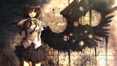 2764x3500 Anime Anime Girls Tachikawa Mushimaro Brunette Long Hair Wings Brown Eyes Weapon