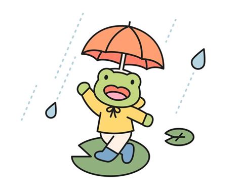 regentag frosch genießt den regen mit einem lustigen regenschirm eine niedliche und einfache