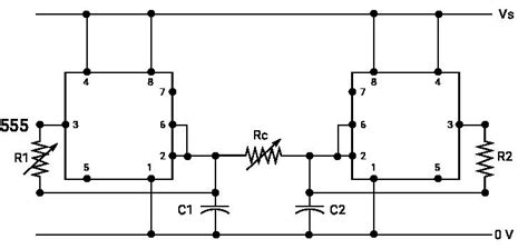 Circuit Design For Two Mutually Interacting 555 Timeric Oscillators