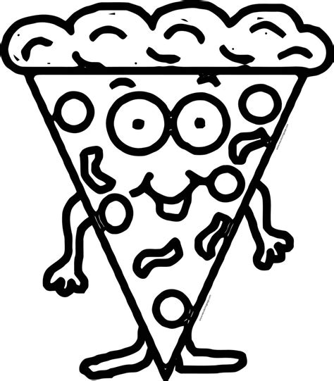 Cartoon Happy Pizza Coloring Page WeColoringPage Wecoloringpage