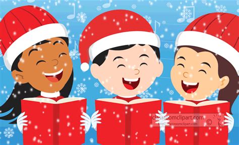 Christmas Clipart Children Singing Christmas Carols With Falling Snow