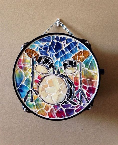 Mosaic Drum Set Art On A Repurposed Snare Drum With A Tie Dye