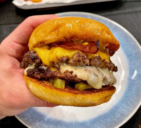 [homemade] double bacon cheese smash burger r food