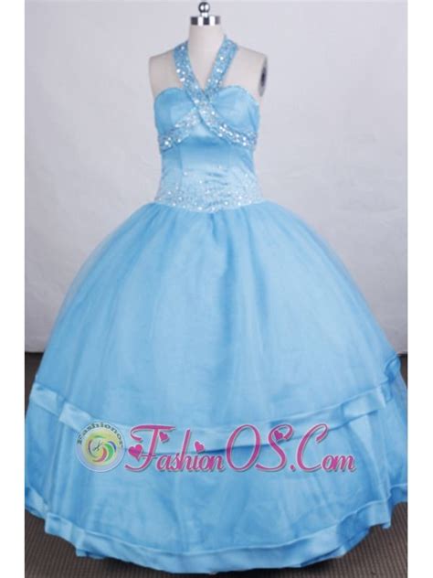 Discount Ball Gown Flower Girl Dress Halter Beading Floor Length 148