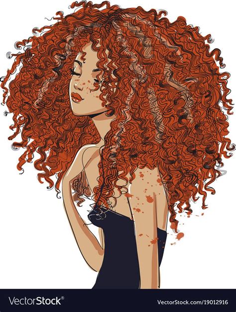 Portrait Of Cute Curly Girl Vector Illustration Download A Free