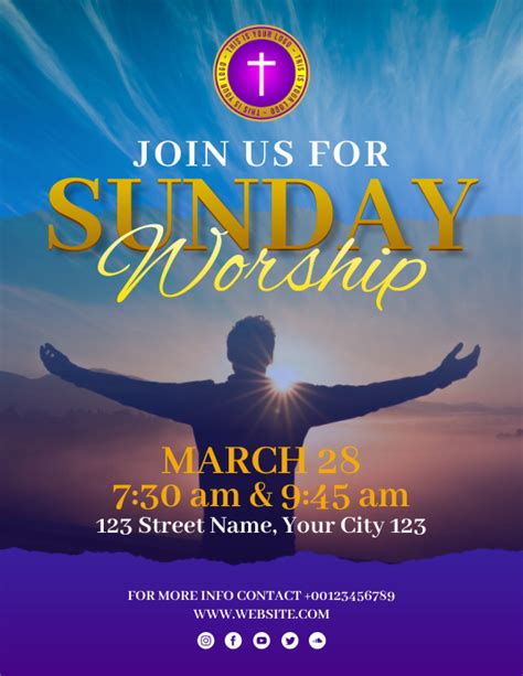 Sunday Worship Service Church Flyer Template Postermywall