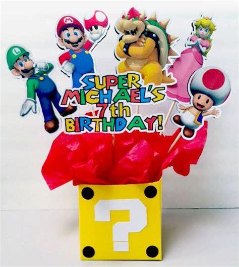 Super Mario Brothers Birthday Party Centerpiece Party Favors 1st