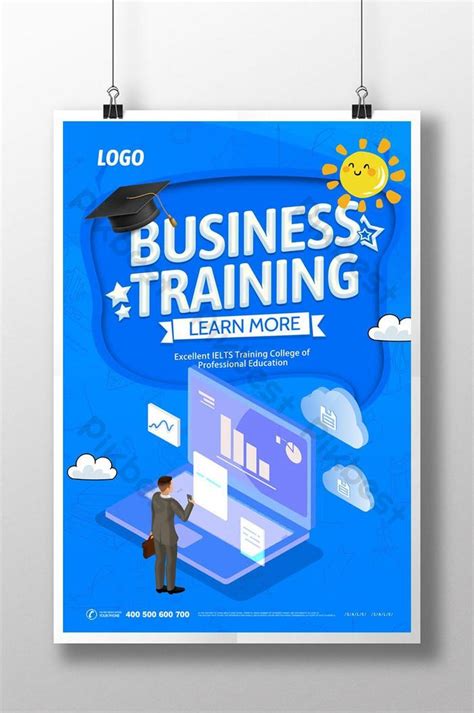 Blue Business Corporate Online Education Training Sale Poster Template