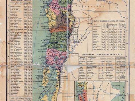 Vintage Map Of Chile Old Chile Wall Map 19th Century Large Etsy Finland