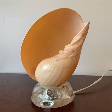 Seashell Lamp Vintage Shell Embedded Lucite Base Tv Television Night
