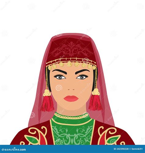 Vector Portrait Of A Turk Woman In Festive National Clothes