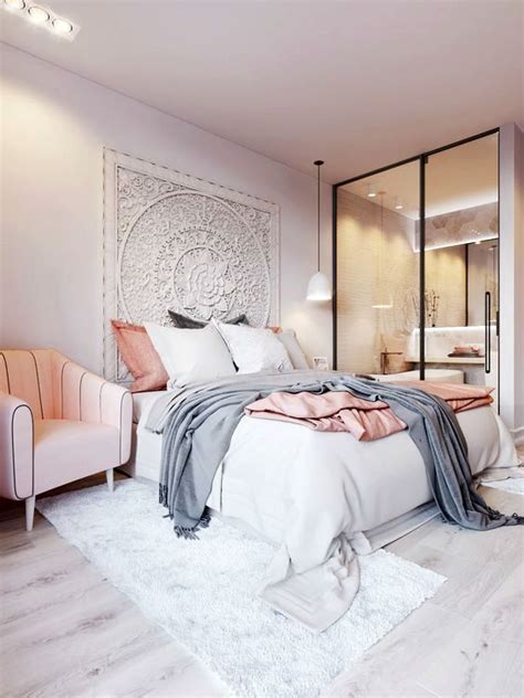 Furniture Bedrooms Classy Peach Gray And White Boho