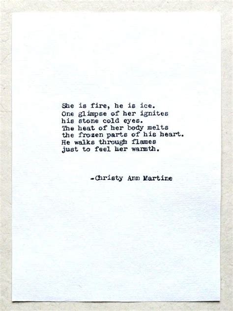 Poetry Love Quotes She Is Fire He Is Ice Love Poem Typed Etsy Love