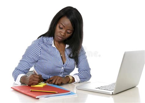 Attractive And Efficient Black Ethnicity Woman Writing On