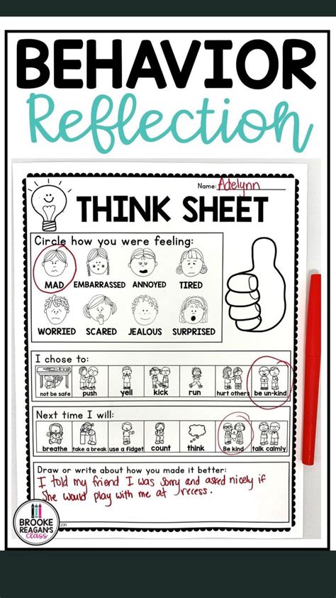 Behavior Reflection Think Sheets Pinterest