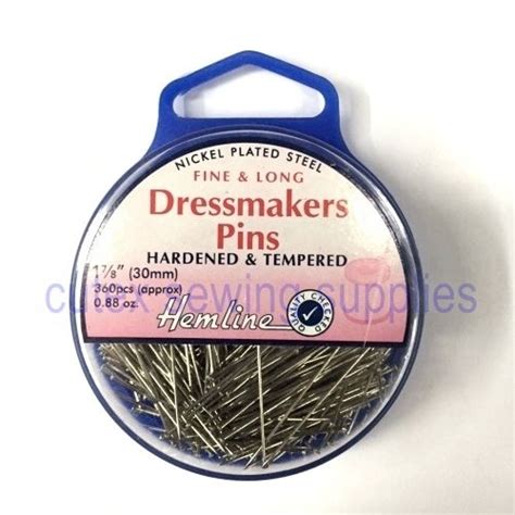 Hemline 1 18 30mm Dressmakers Pins Approx 360 Pins 701 Cutex Sewing Supplies
