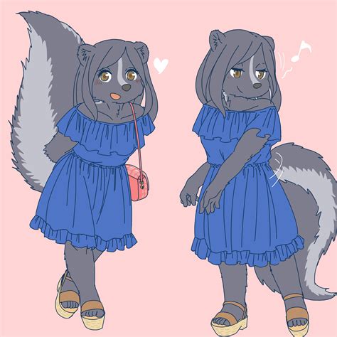 Скунс решает надеть платье на свидание Furry Skunk Furry Art