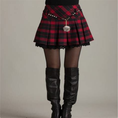 Sale Red Tartan Mini Skirt Womens Sexy Clubwear Edgy Couture