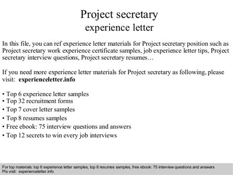 First, talk about your degree. Project secretary experience letter