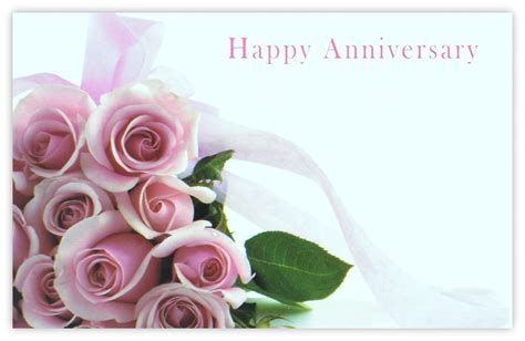 Happy Anniversary Pink Roses 60mm X 90mm Florist Cards Celloexpress