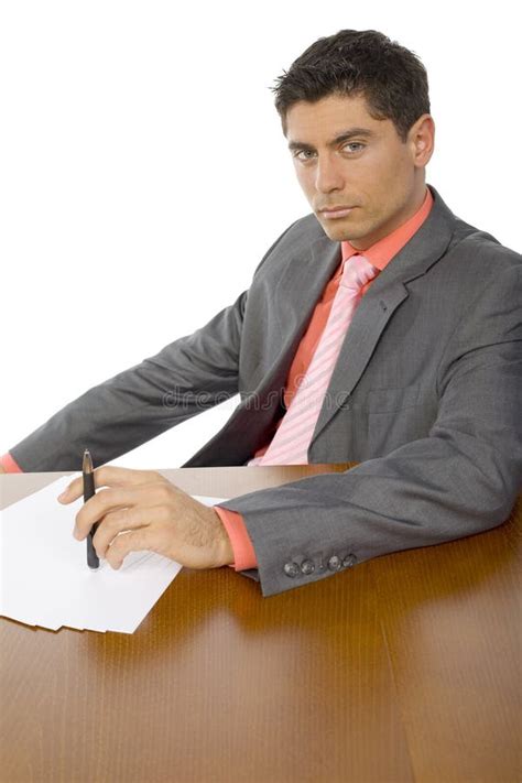 Handsome Man At Office Desk Stock Photo Image Of Papers Person 2218108
