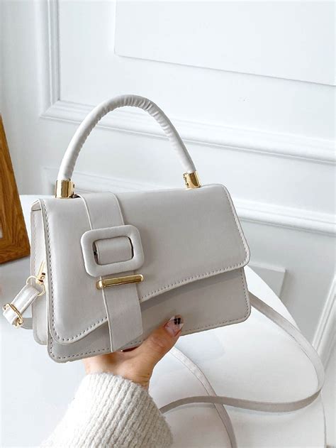 Olivia Mark Minimalist Buckle Decor Flap Square Bag Women Satchels