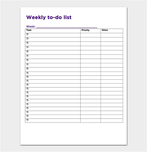 Things To Do List Template 20 Printable Checklists Word Excel And Pdf