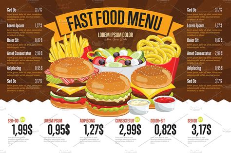 But fast food is generally associated an item that falls on the menu card of every indian restaurant, the naan is an indian bread that accentuates the flavor of any curry or side dish. Fast food menu template. ~ Illustrations ~ Creative Market