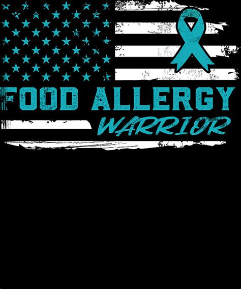 Food Allergy Awareness Warrior Ribbon American Flag Usa Digital Art By