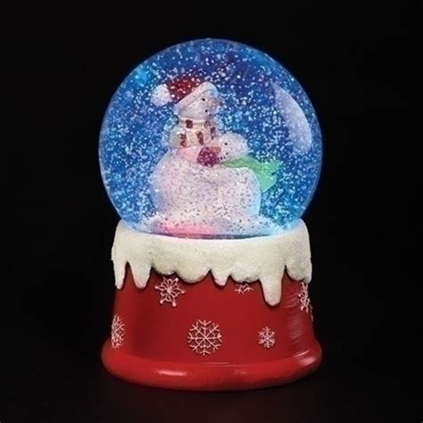 Roman 6 Red And Blue Led Swirl Dome Snowman Hug Christmas Tabletop